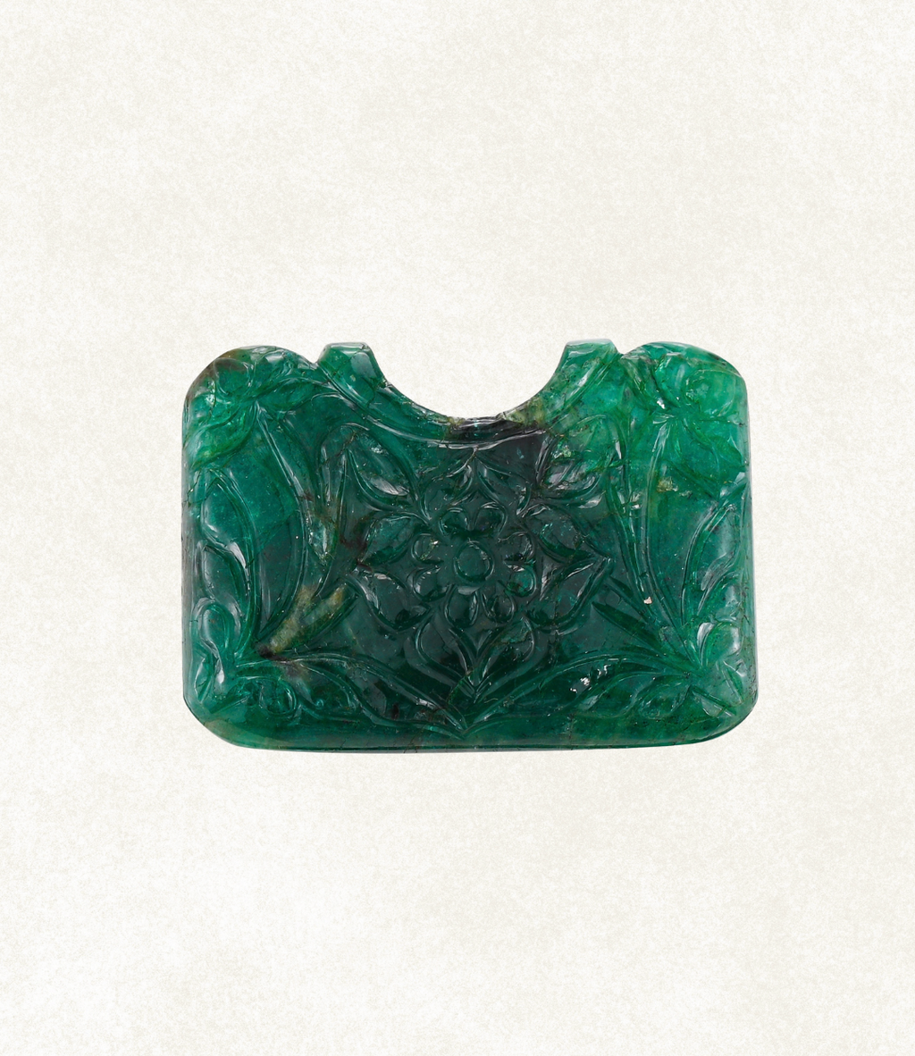 Emerald Floral Carved Plaque