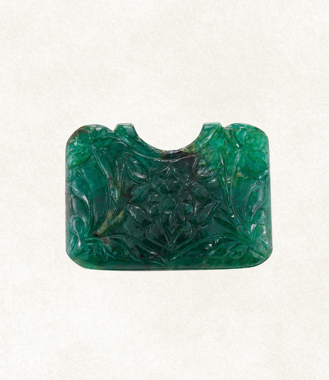 Emerald Floral Carved Plaque