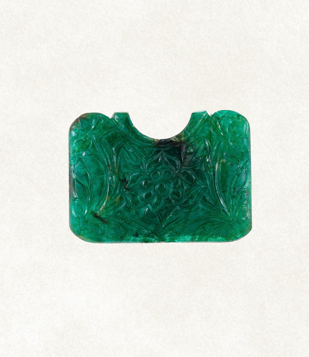 Emerald Floral Carved Plaque