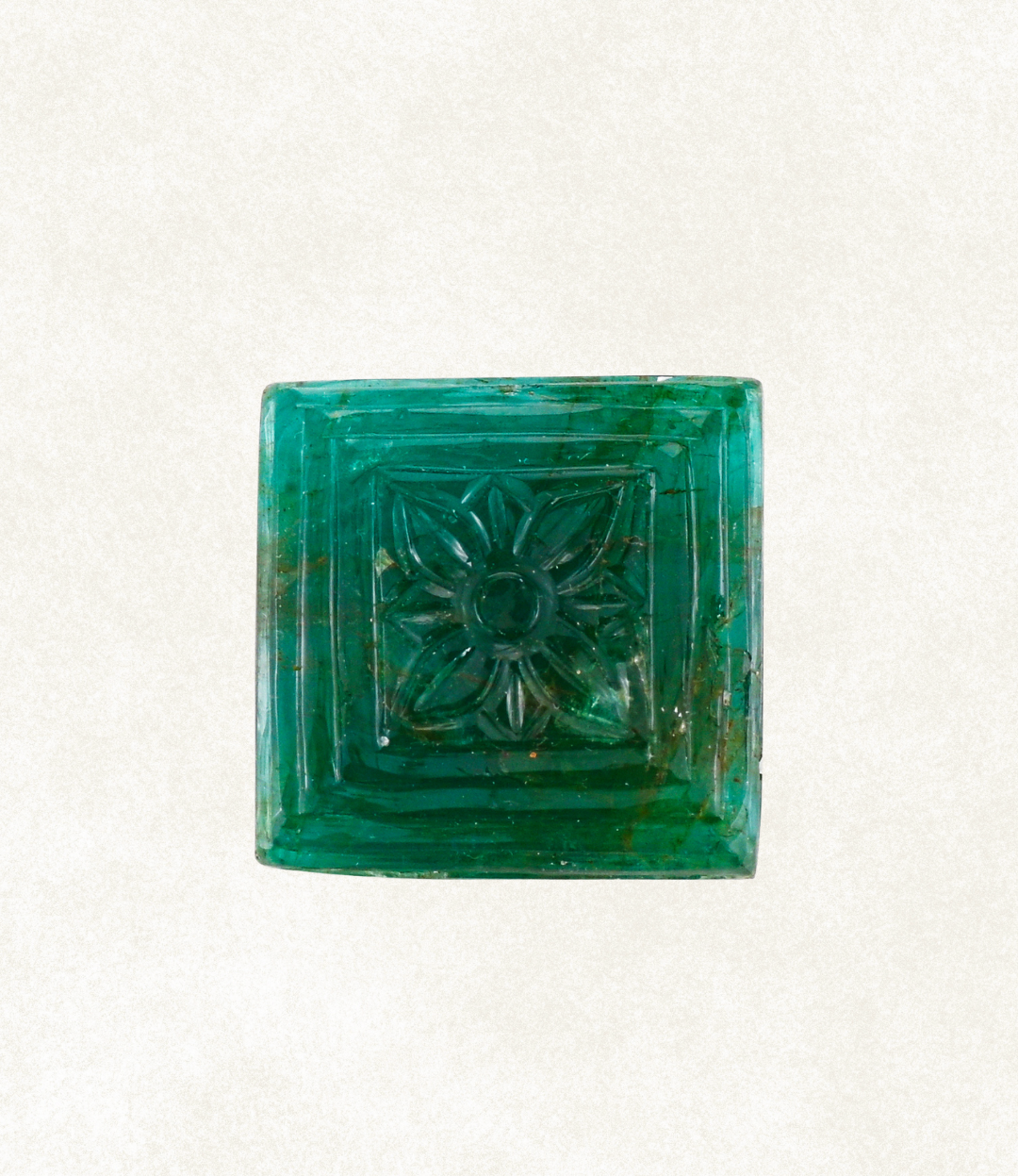 Emerald Floral Carved Square