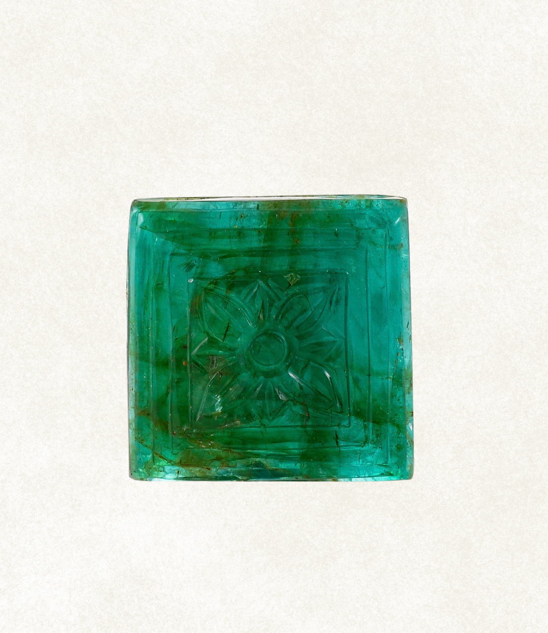 Emerald Floral Carved Square