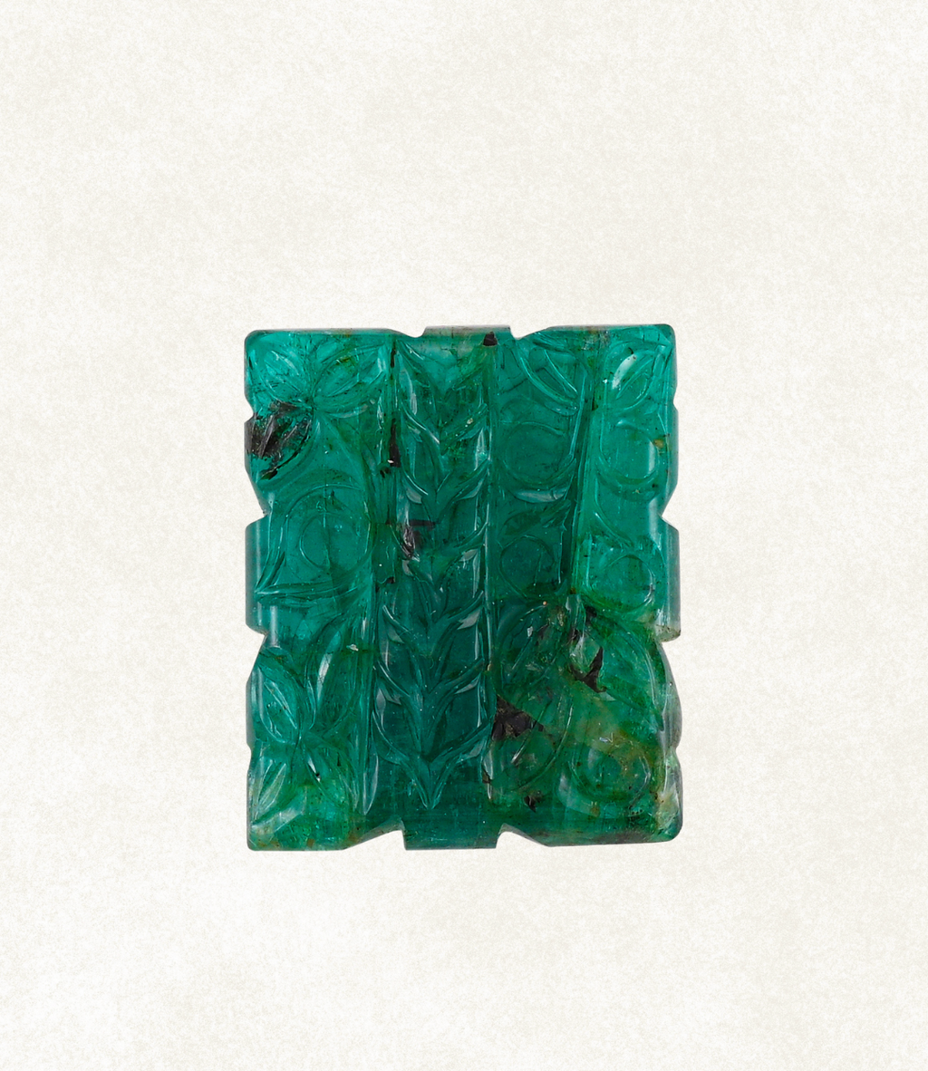 Emerald Carved Botanical Plaque