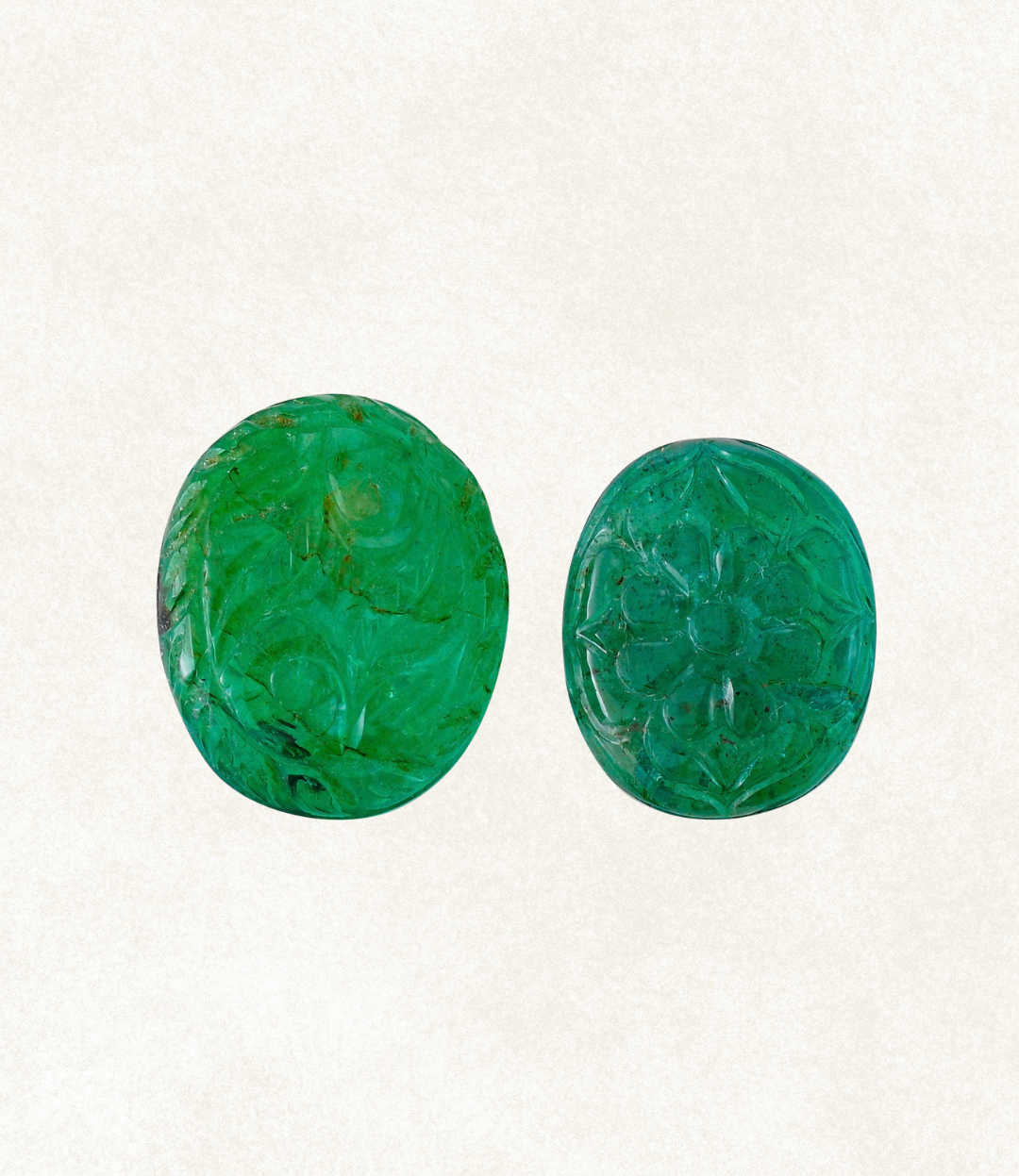 Emerald Botanical Oval Pair