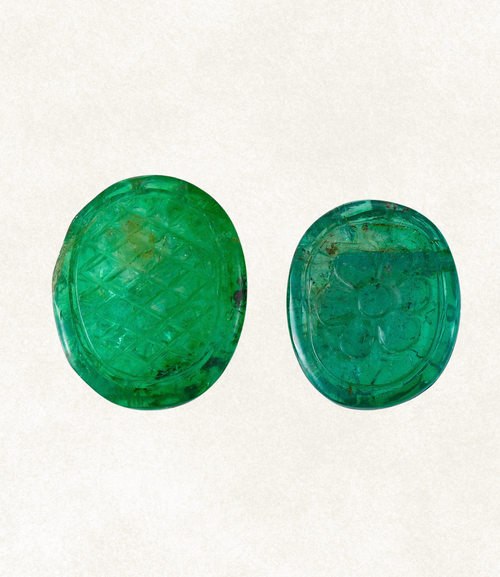 Emerald Botanical Oval Pair