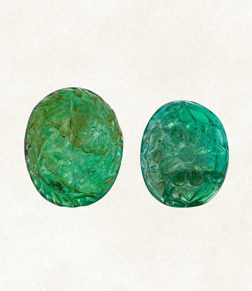 Emerald Botanical Oval Pair